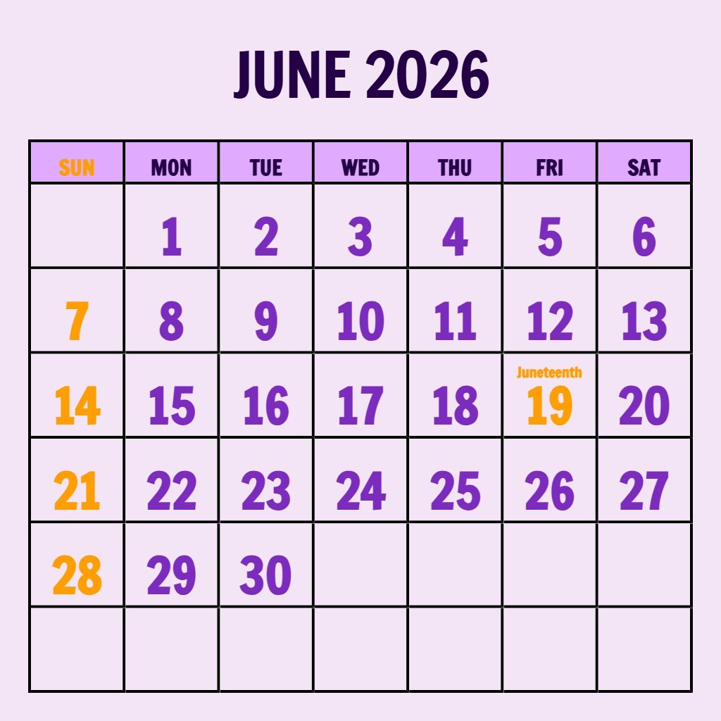 Editable Free Printable June 2026 Calendar Planning PDF Download