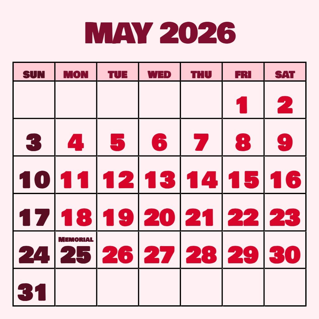 Editable Free Printable May 2026 Calendar Planning PDF Download