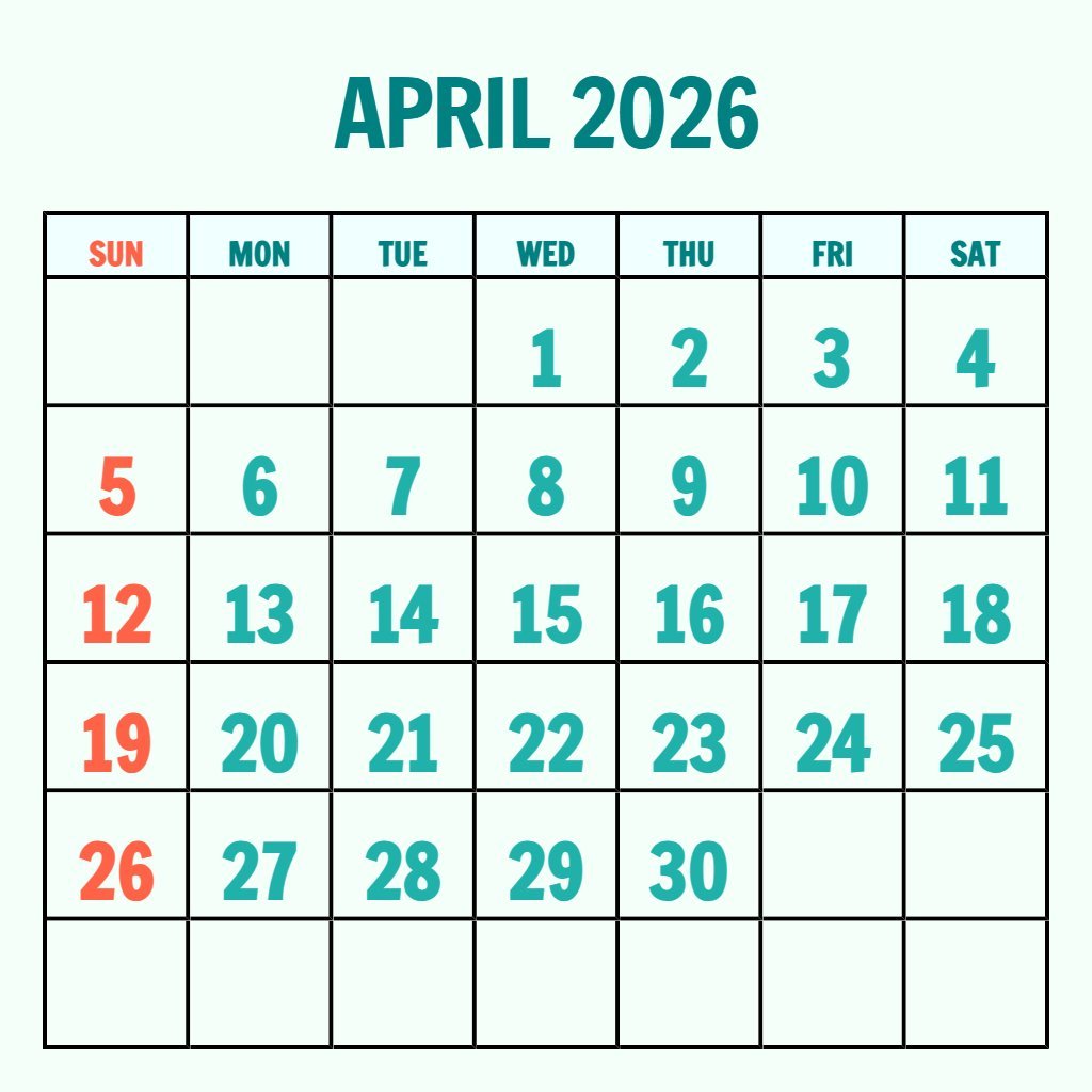 Free Free Printable Monthly Calendar April 2026 Planning PDF Download Free Free Printable Monthly Calendar April 2026 Planning PDF Download