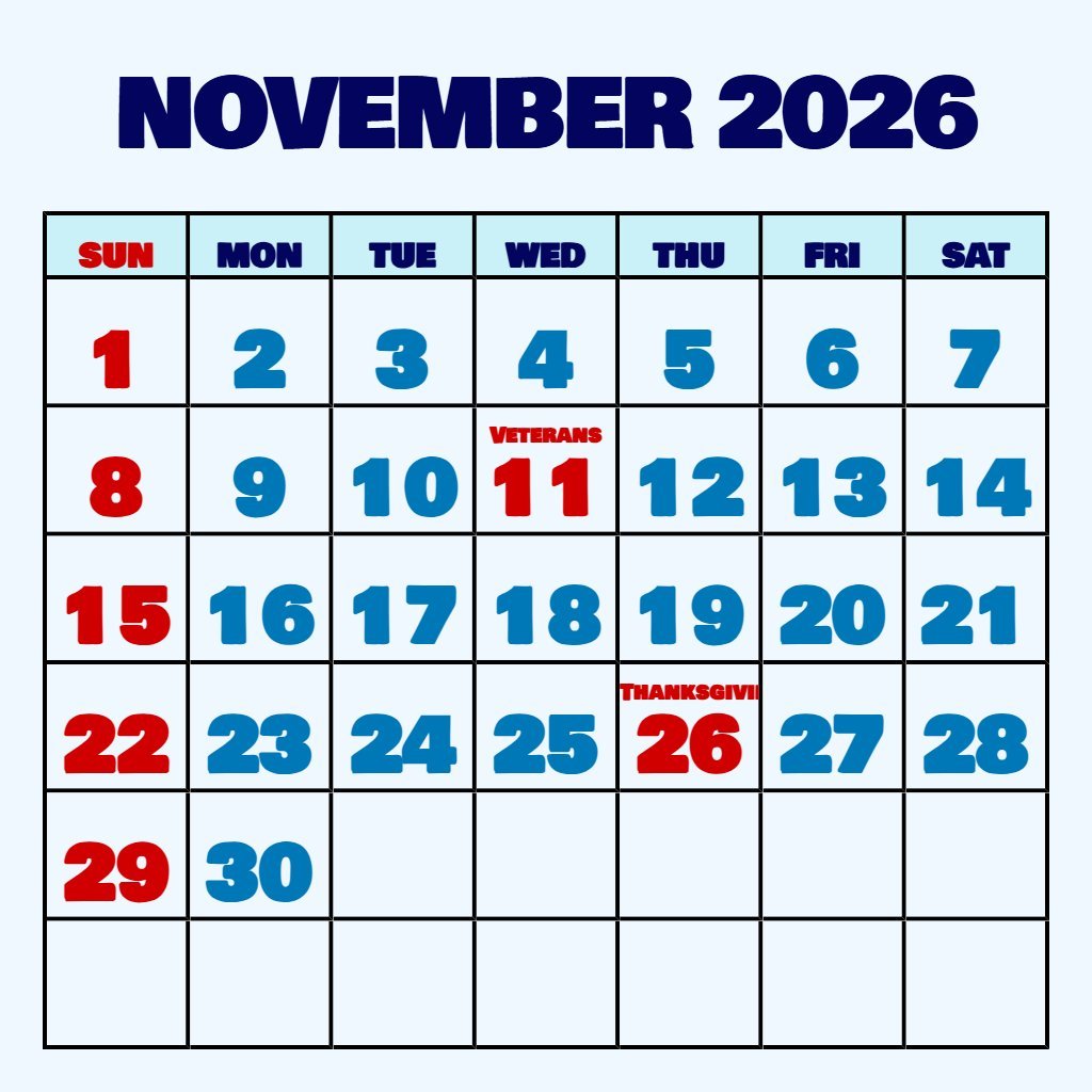 Free Free Printable November Calendar 2026 Wallpaper PDF Download