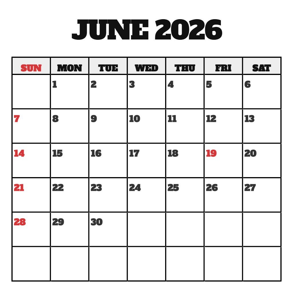 Cute Free Printable Pdf Color 2026 June Calendar Planner Printable Planning PDF Download