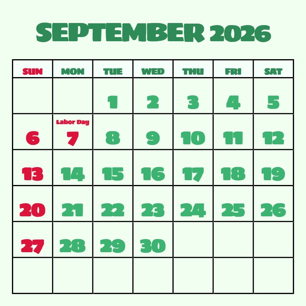 Custom Free September 2026 Printable Calendar Wallpaper PDF Download