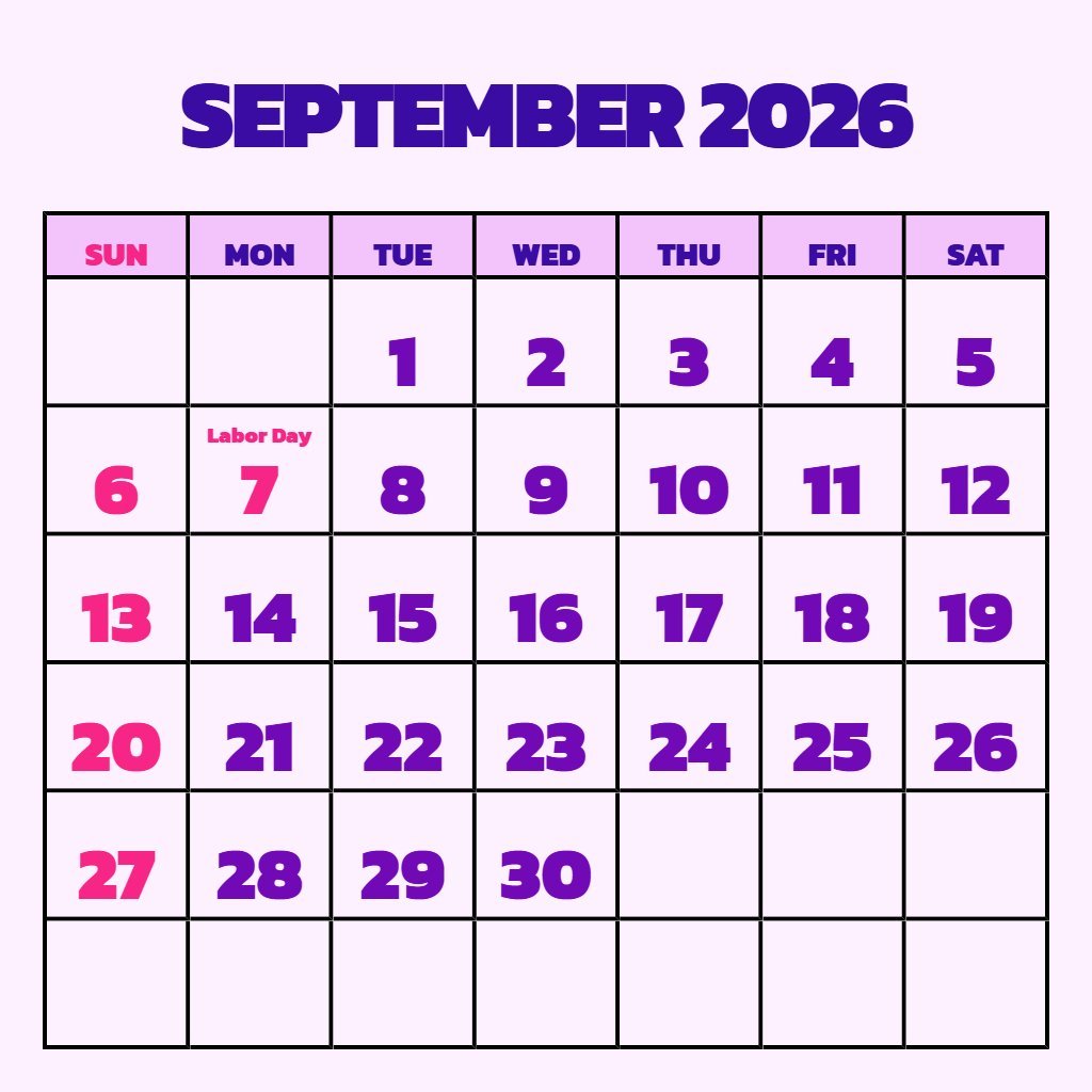 Editable Free September 2026 Printable Calendar Planning PDF Download