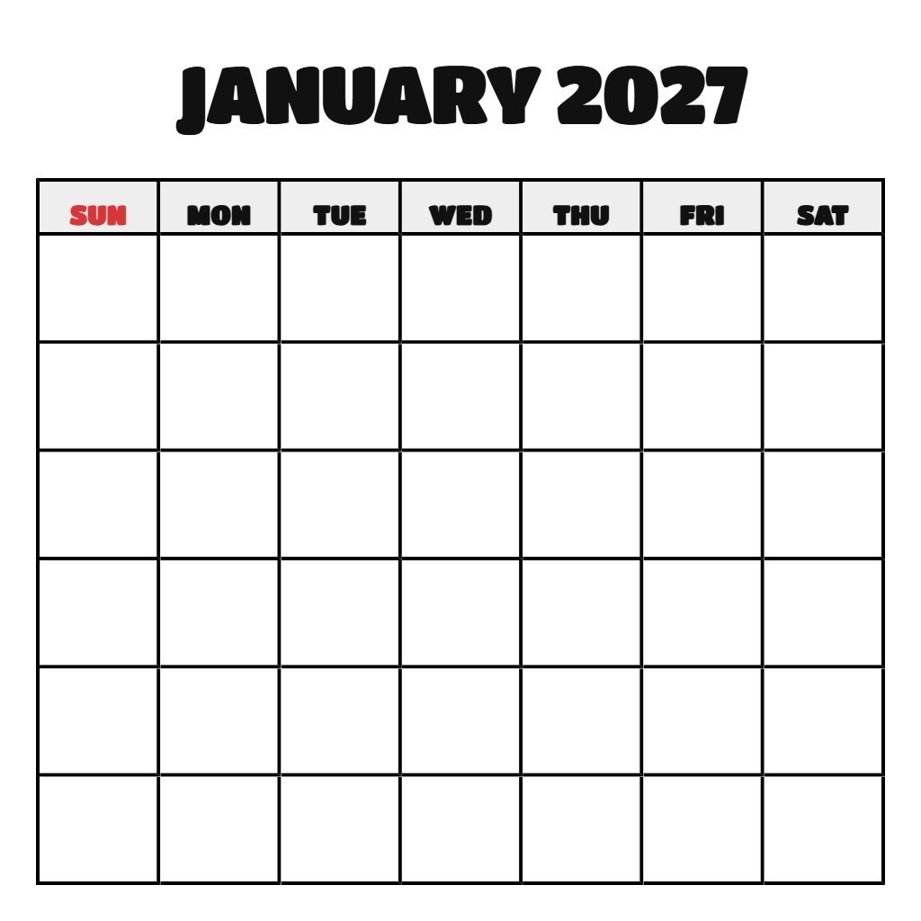 January 2027 Calendar Printable Pdf Free Blank PDF Download