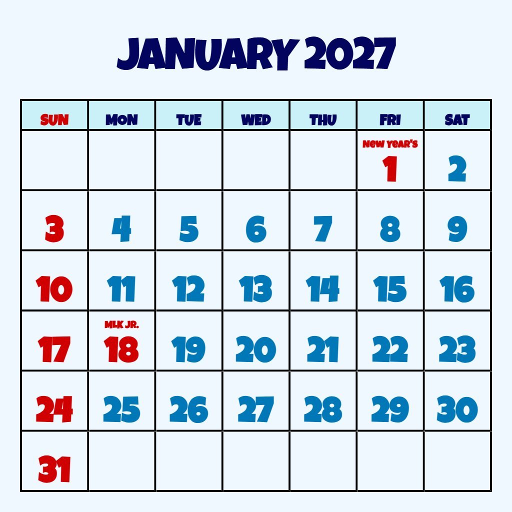 Cute January February March 2027 Calendar Printable Wallpaper PDF Download