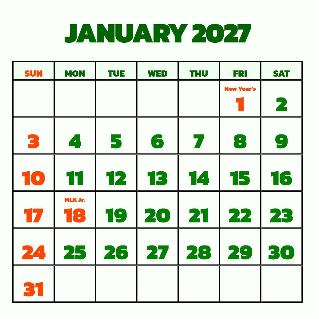 Free January February March 2027 Calendar Printable Notes PDF Download