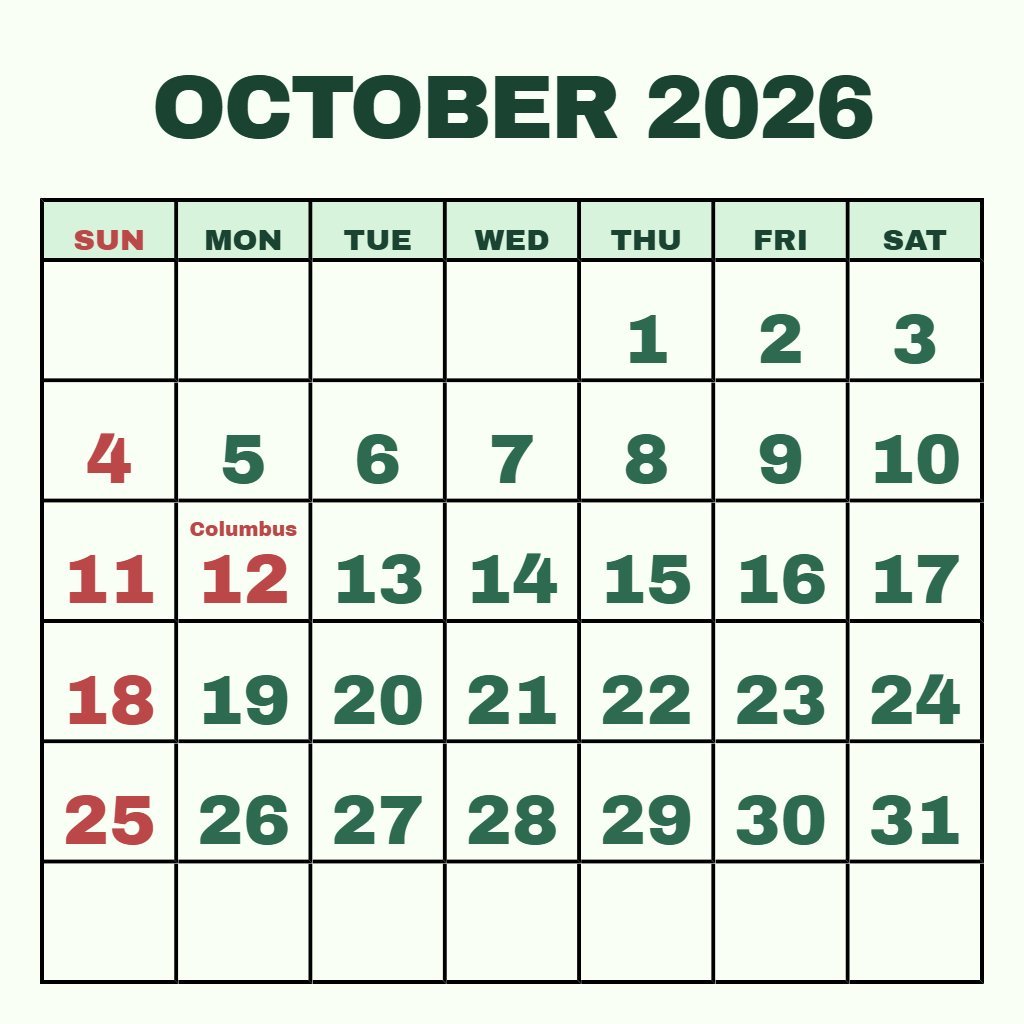 Cute Jewish Calendar October 2026 Printable Notes PDF Download