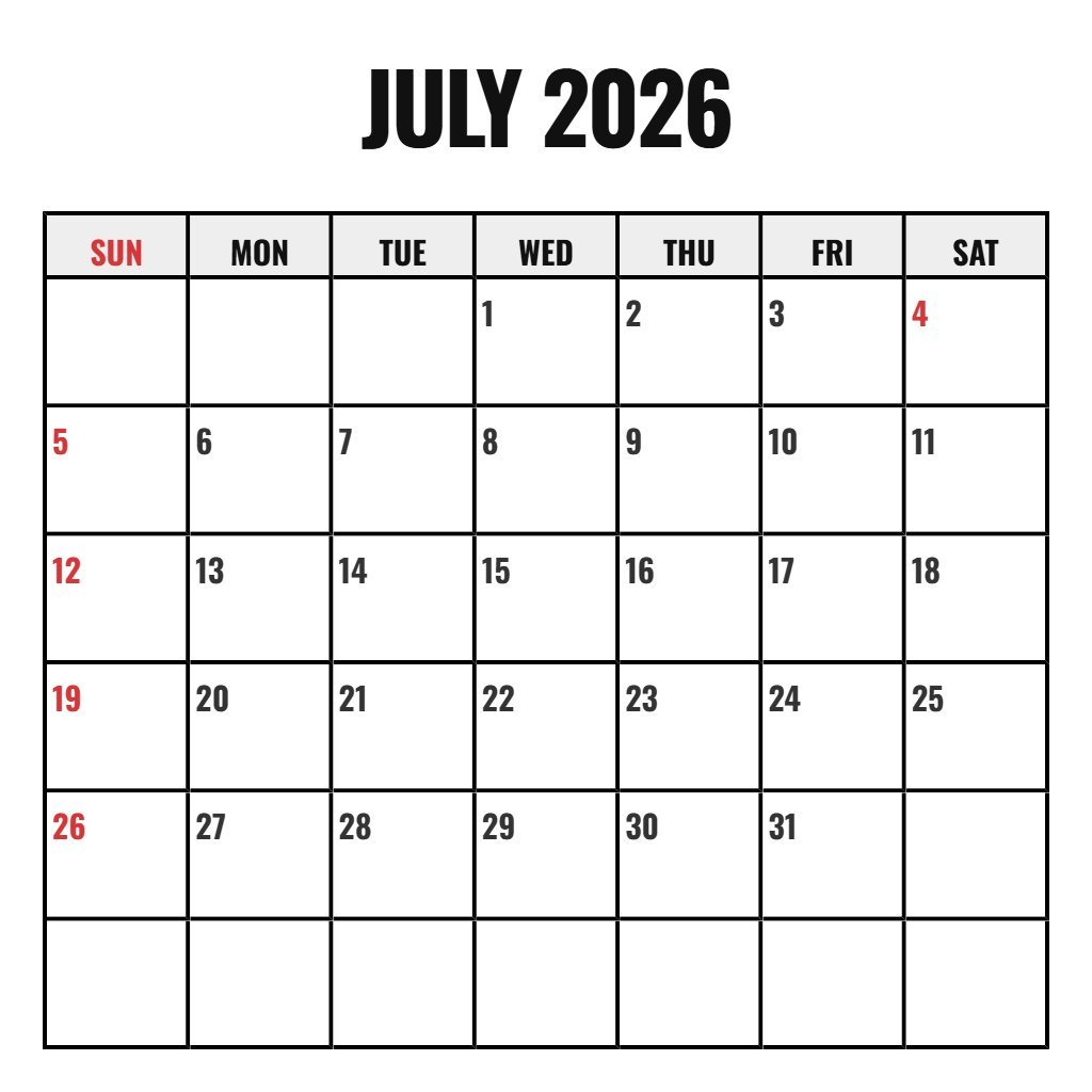 Custom July To December 2026 Calendar Printable Schedule PDF Download Custom July To December 2026 Calendar Printable Schedule PDF Download