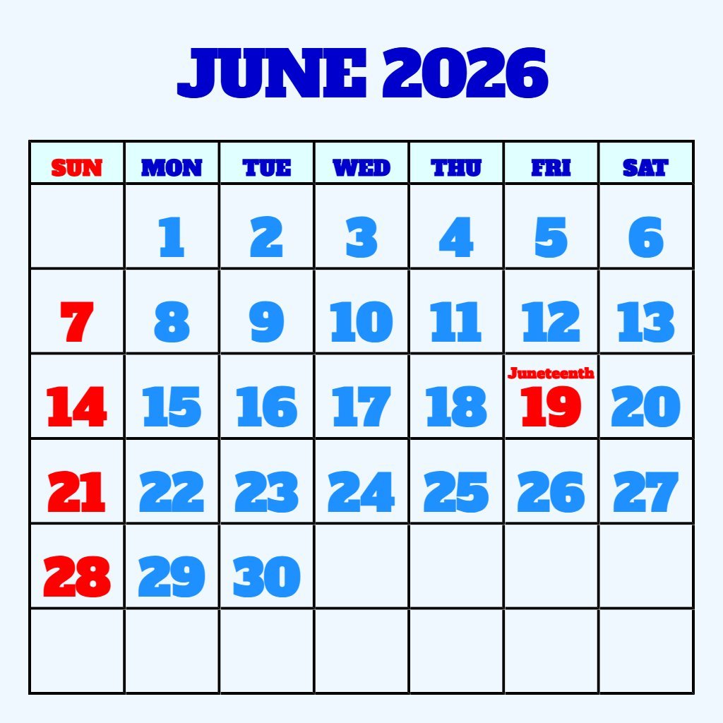 Cute June 2026 Calendar Free Printable Wallpaper PDF Download
