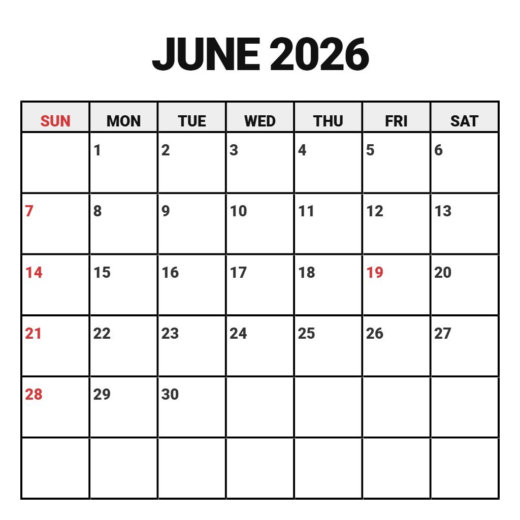 Cute June 2026 Calendar Printable Grab Calendar Planning PDF Download