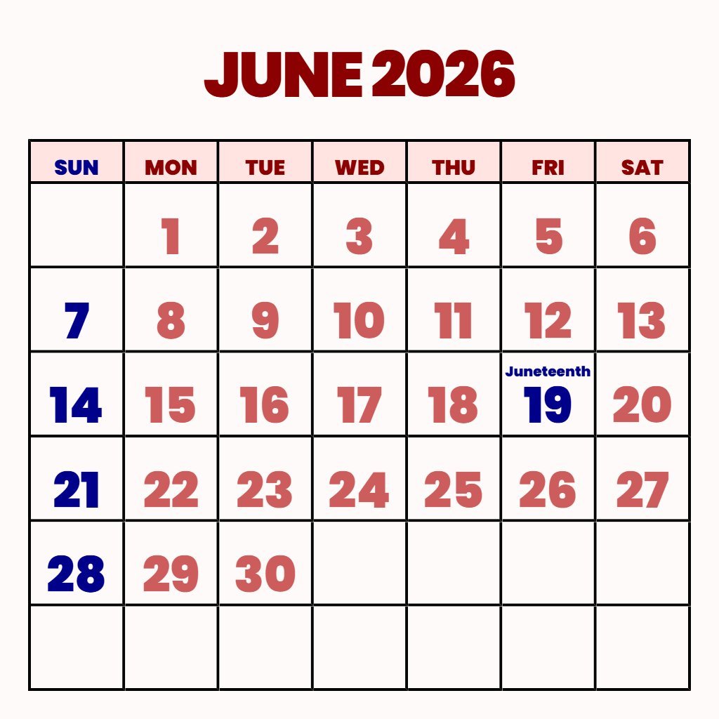 Free June 2026 Calendar Printable Grab Calendar Notes PDF Download