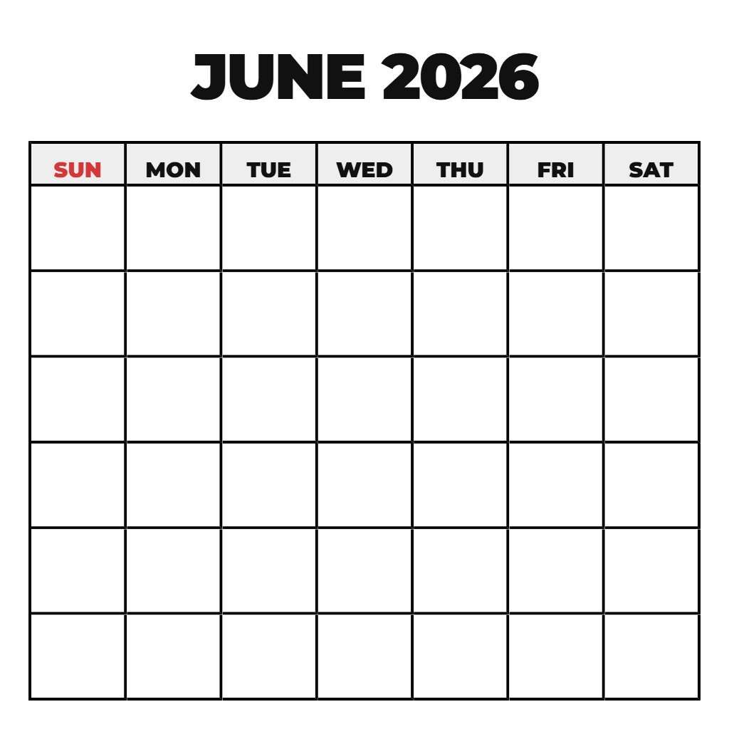 June 2026 Calendar Printable Grab Calendar Blank PDF Download