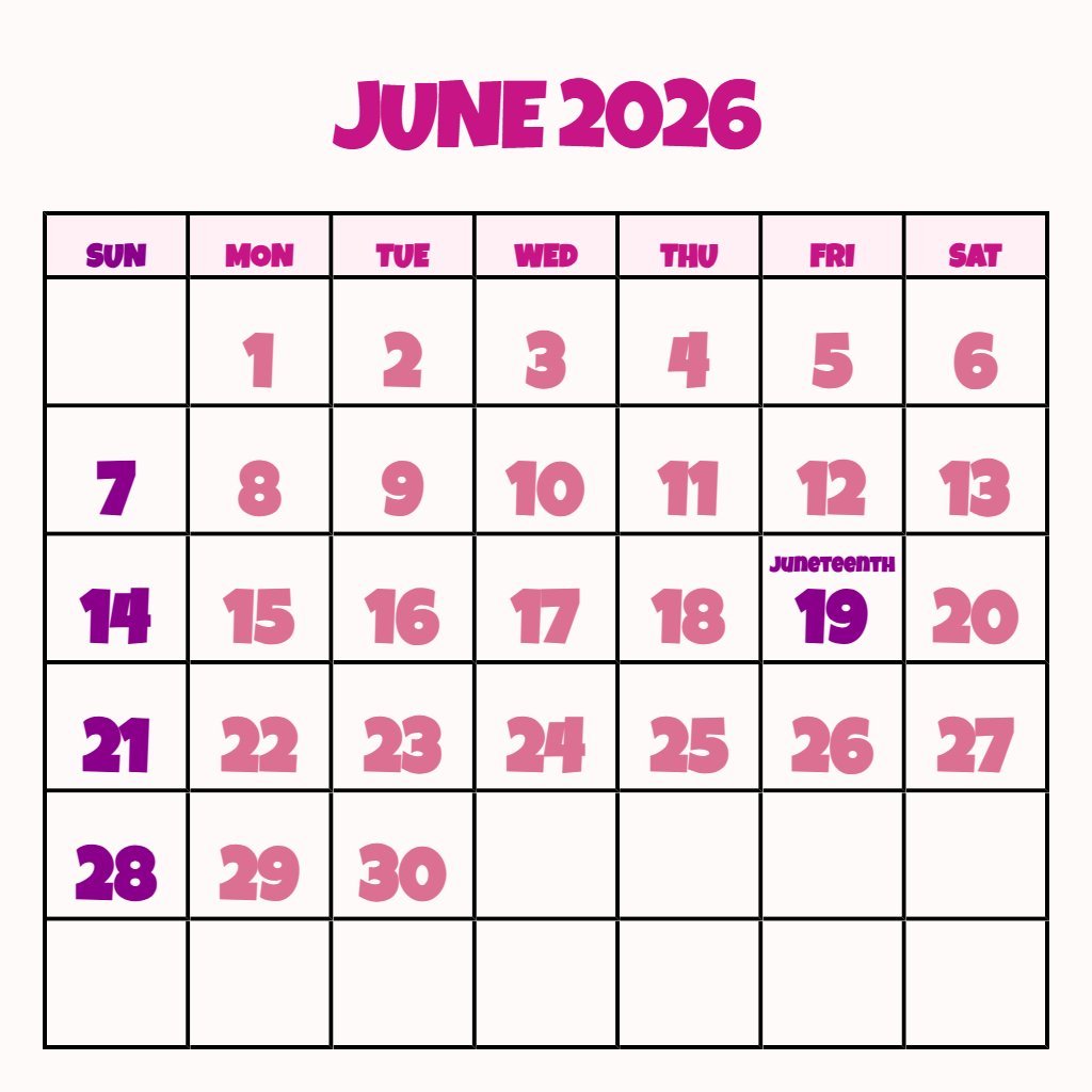 Custom June 2026 Calendar Printable Pdf Free Planning PDF Download Custom June 2026 Calendar Printable Pdf Free Planning PDF Download