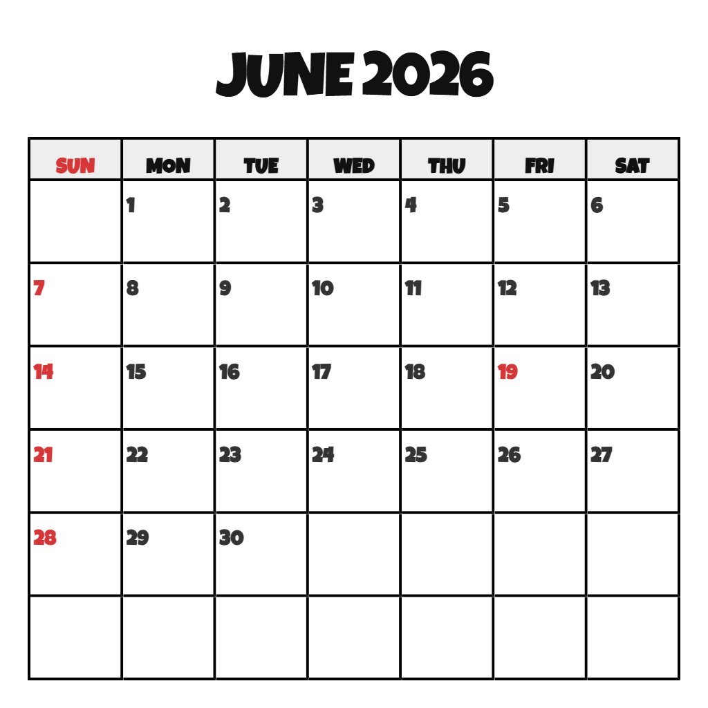 Cute June 2026 Calendar Printable Vertical Notes PDF Download Cute June 2026 Calendar Printable Vertical Notes PDF Download