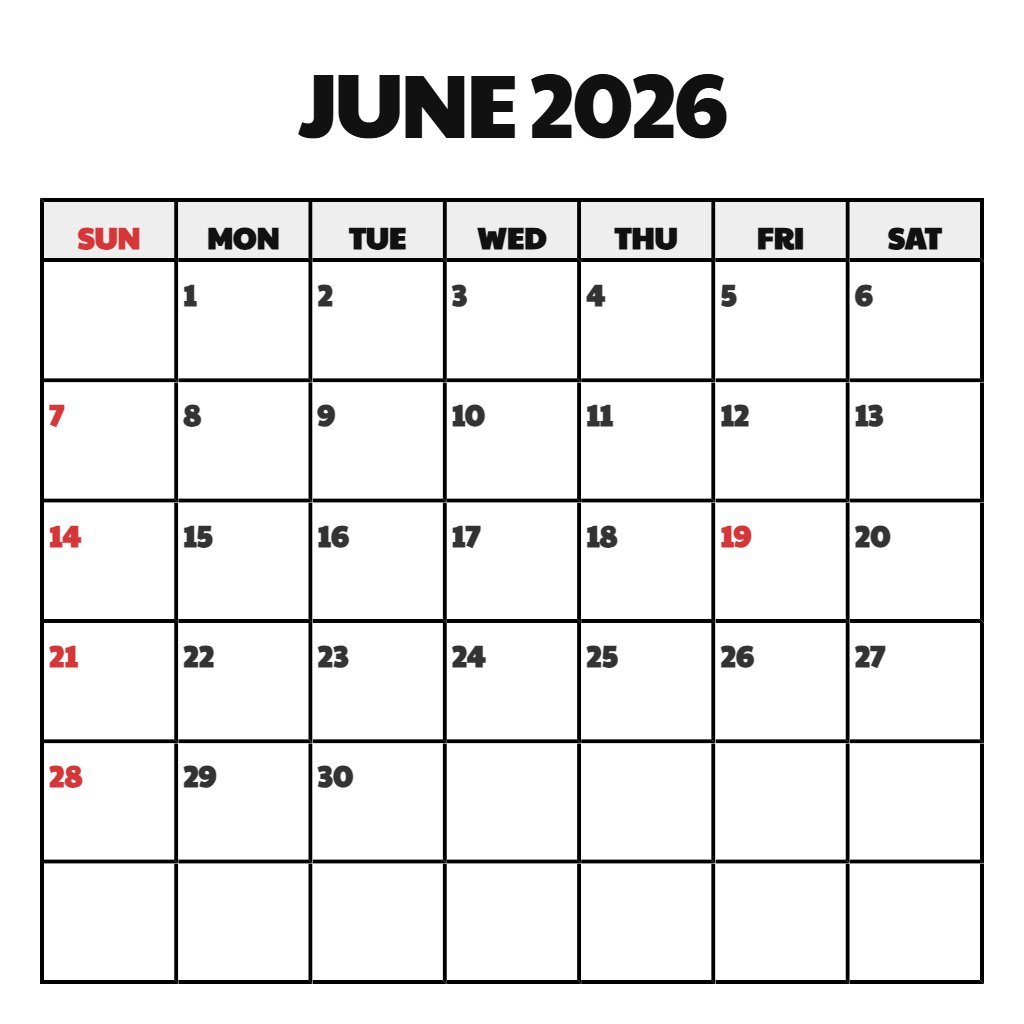 Free June 2026 Calendar Printable Wiki Schedule PDF Download