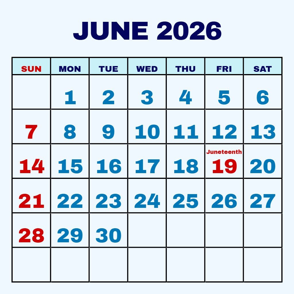 Cute June 2026 Printable Calendar Free Planning PDF Download
