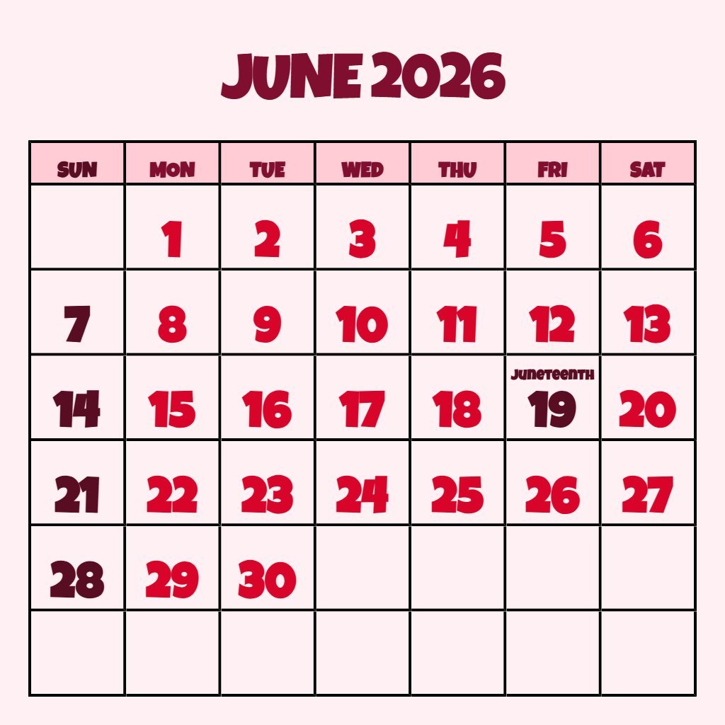 Cute June 2026 Weekly Calendar Printable Schedule PDF Download