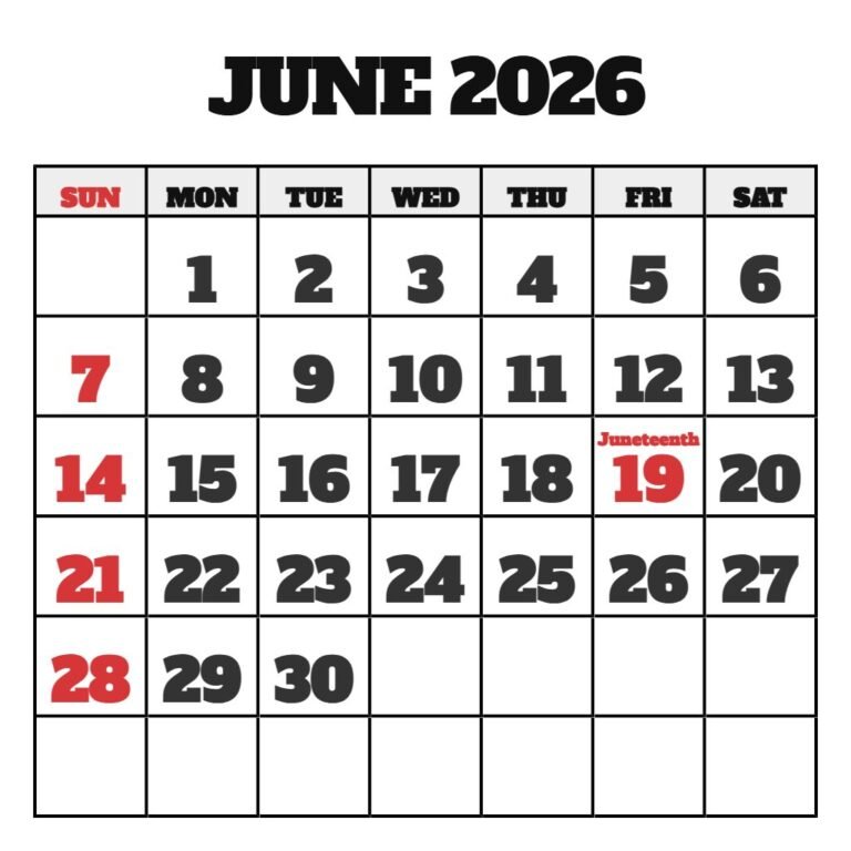 June July August 2026 Calendar Free Printable PDF Download