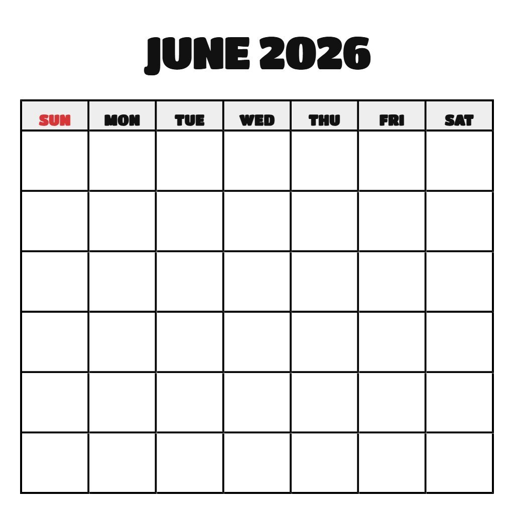 June July August 2026 Calendar Printable Free Blank PDF Download
