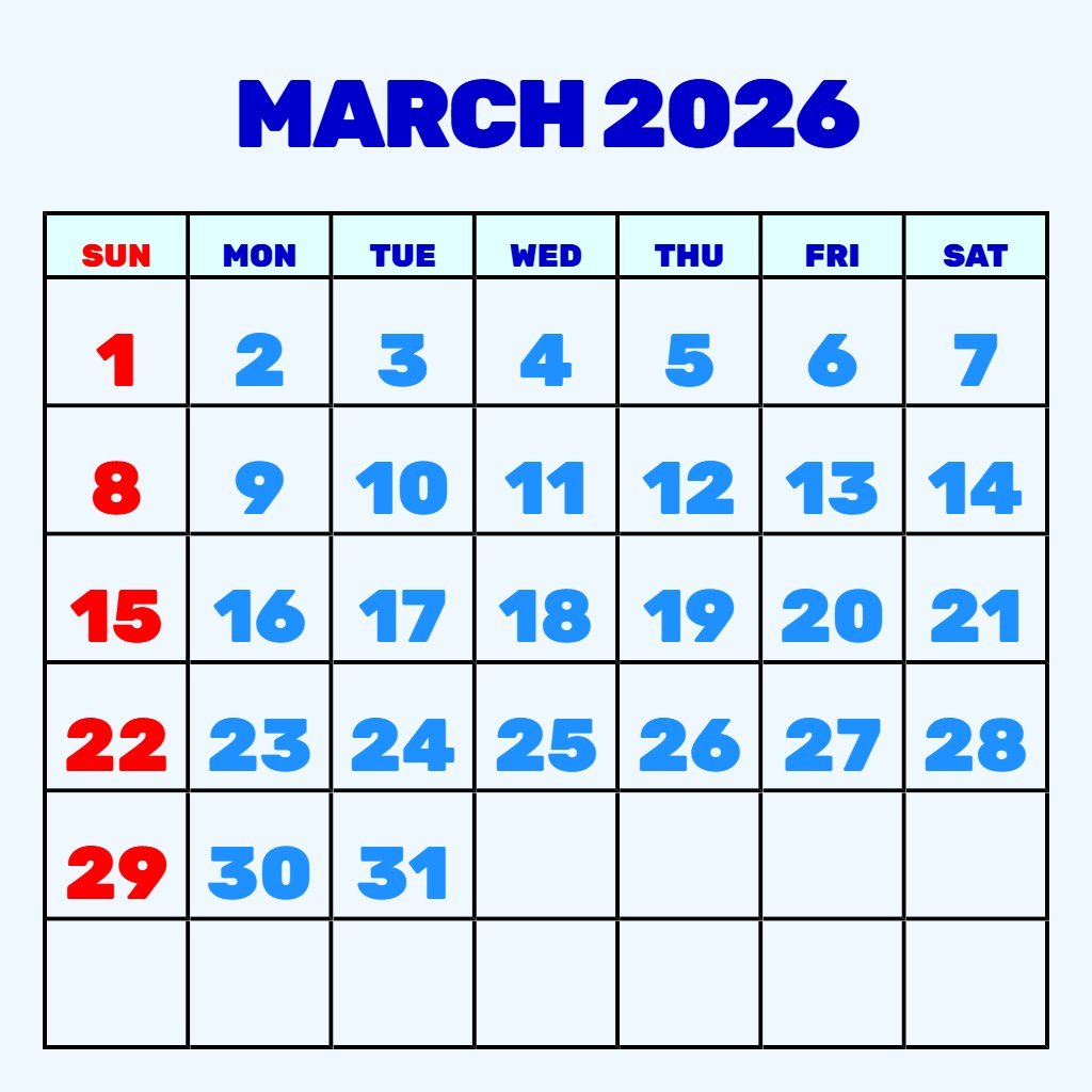 Editable March 2026 Calendar Printable Free Planning PDF Download