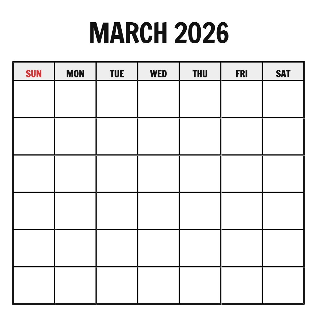 March 2026 Calendar With Holidays Printable Blank PDF Download