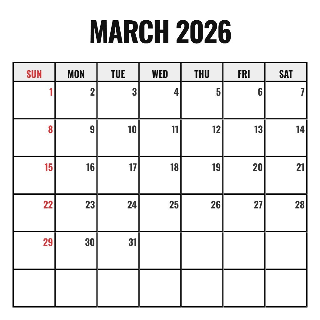 Editable March 2026 Calendar With Holidays Printable Free Notes PDF Download Editable March 2026 Calendar With Holidays Printable Free Notes PDF Download