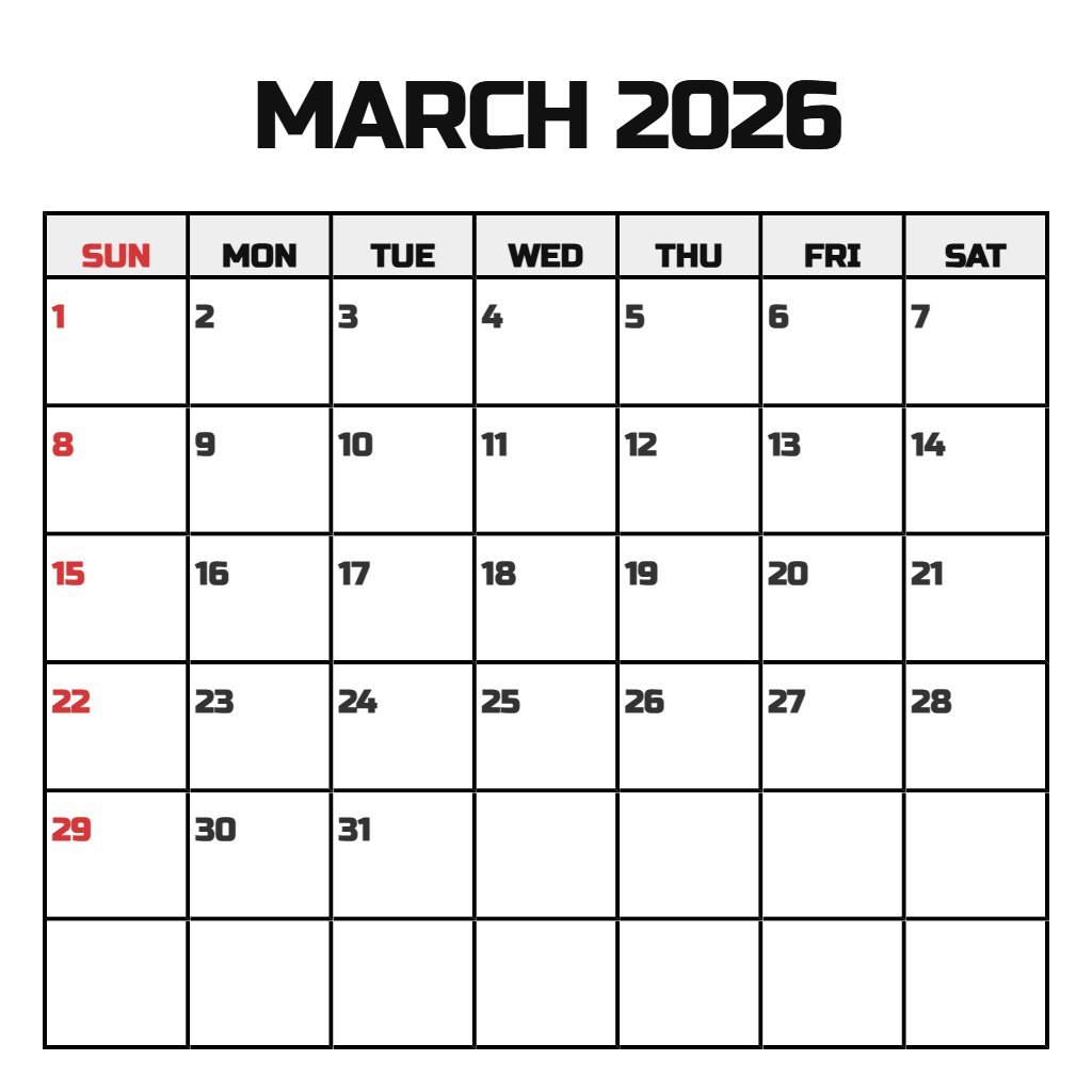 Editable March 2026 Calendar With Holidays Printable Free Wallpaper PDF Download Editable March 2026 Calendar With Holidays Printable Free Wallpaper PDF Download