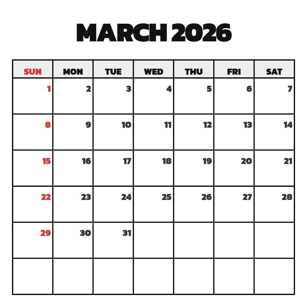 Editable March 2026 Free Printable Calendar Notes PDF Download