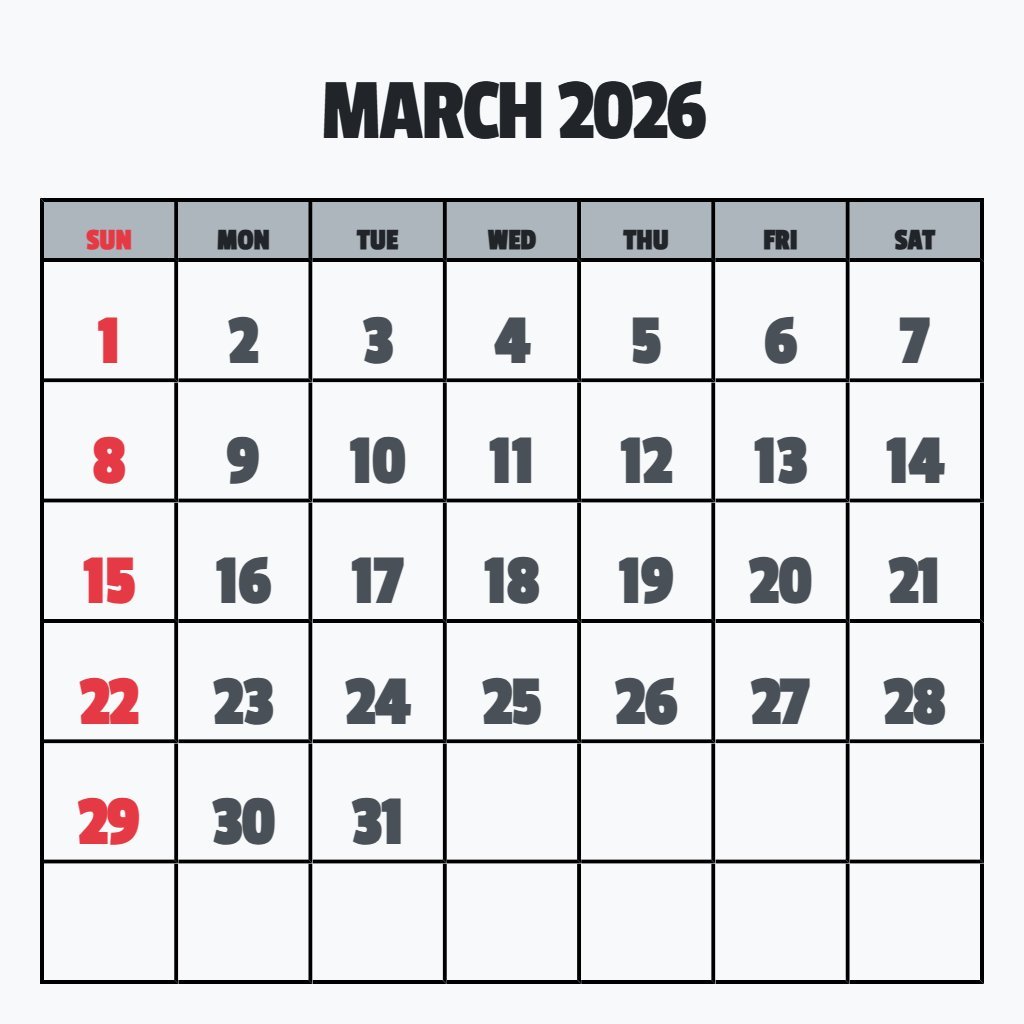 Editable March 2026 Free Printable Calendar Notes PDF Download