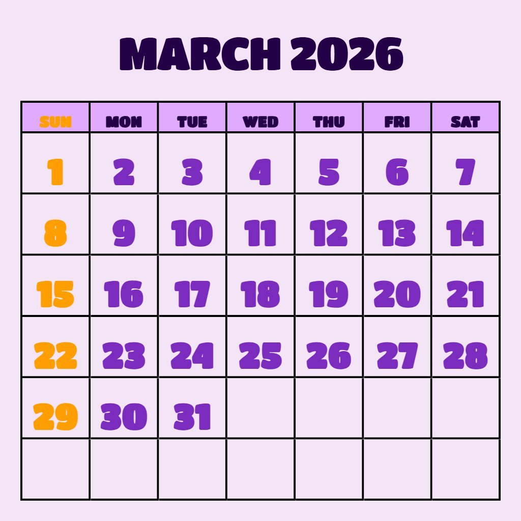 Editable March 2026 Monthly Calendar Printable Notes PDF Download