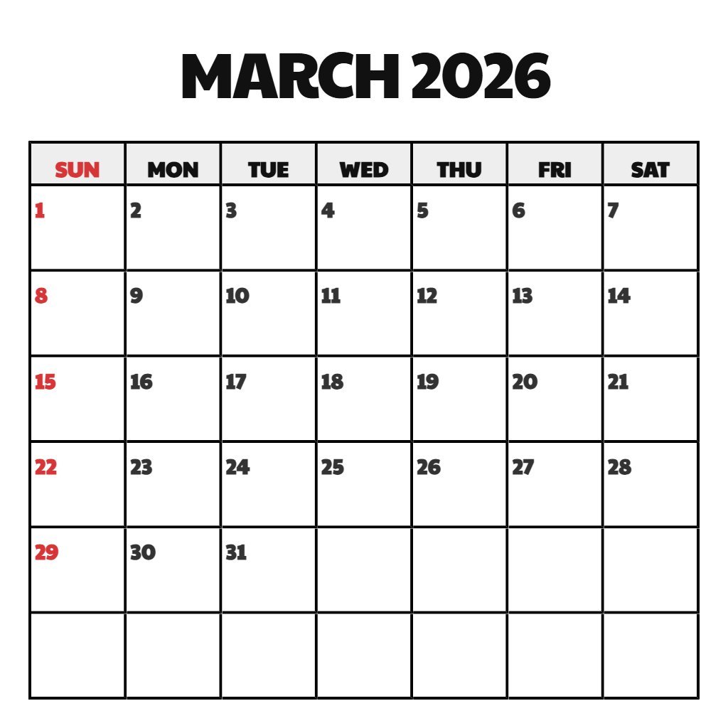 Free March 2026 Printable Calendar Free Wallpaper PDF Download