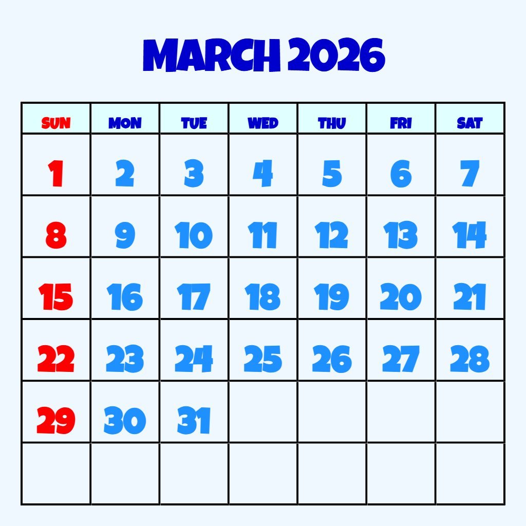 Editable March 2026 Printable Calendar Free Wallpaper PDF Download