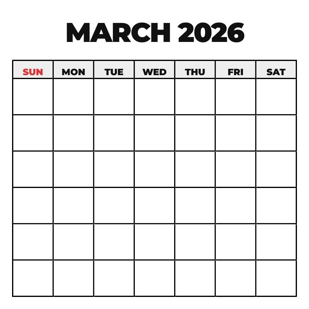 March 2026 Printable Calendar With Holidays Blank PDF Download March 2026 Printable Calendar With Holidays Blank PDF Download