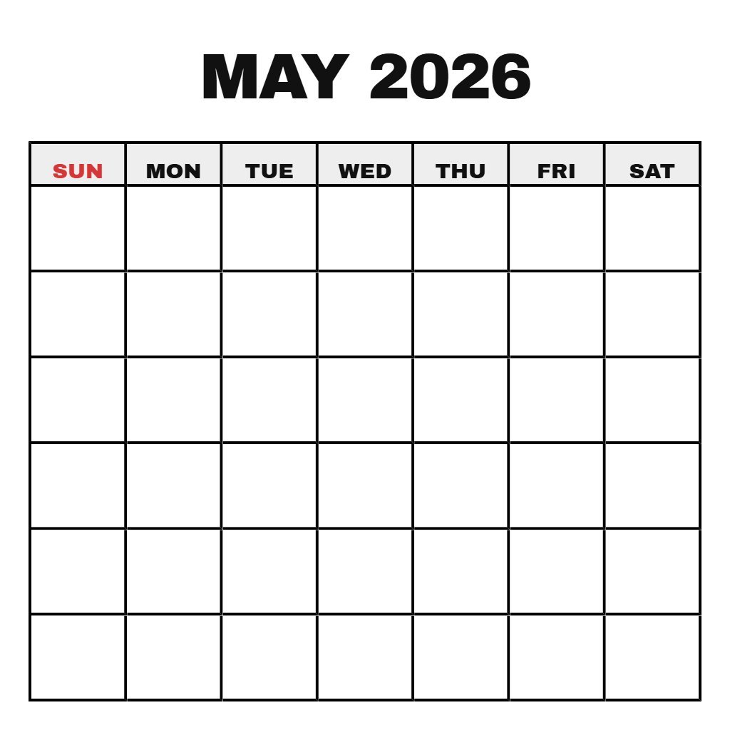 May 2026 Calendar Printable Pdf Free Blank PDF Download