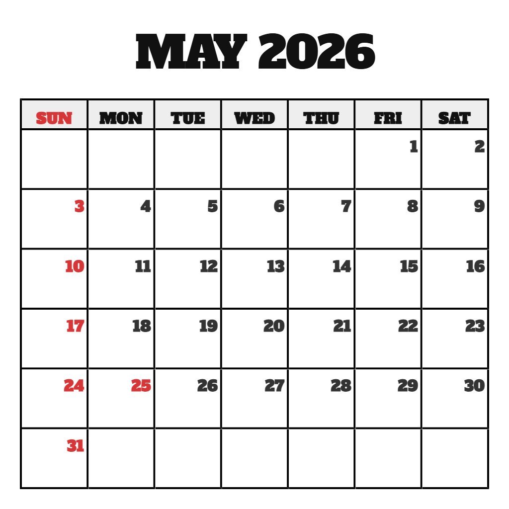 Cute May 2026 Calendar Printable Pdf Free Download Wallpaper PDF Download