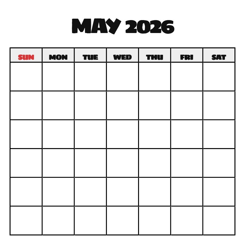 May 2026 Calendar Printable With Holidays Blank PDF Download May 2026 Calendar Printable With Holidays Blank PDF Download