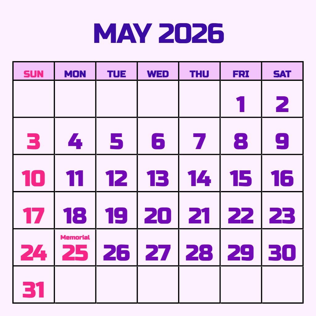Editable May 2026 Calendar With Holidays Printable Planning PDF Download