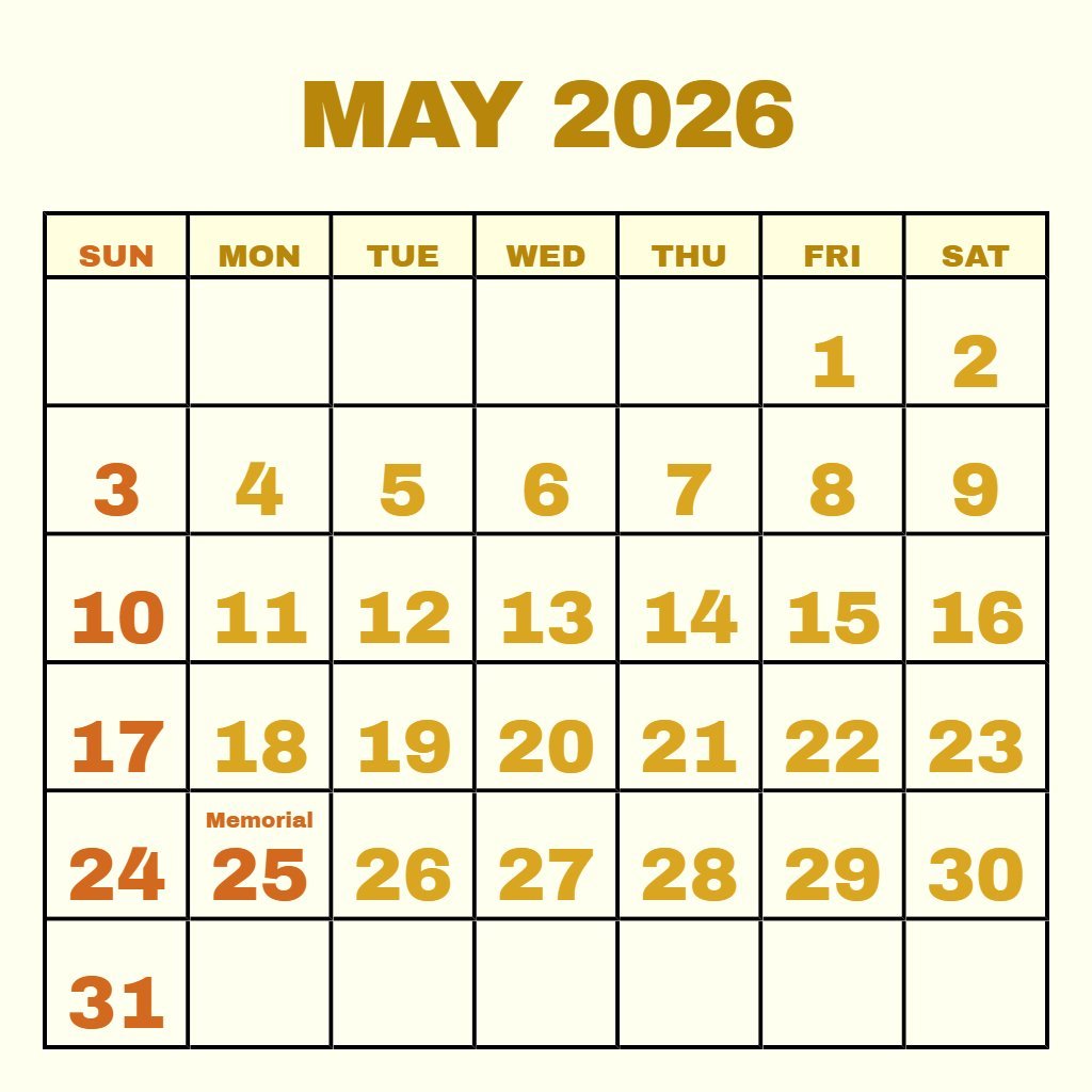 Custom May And June 2026 Calendar Printable Wallpaper PDF Download