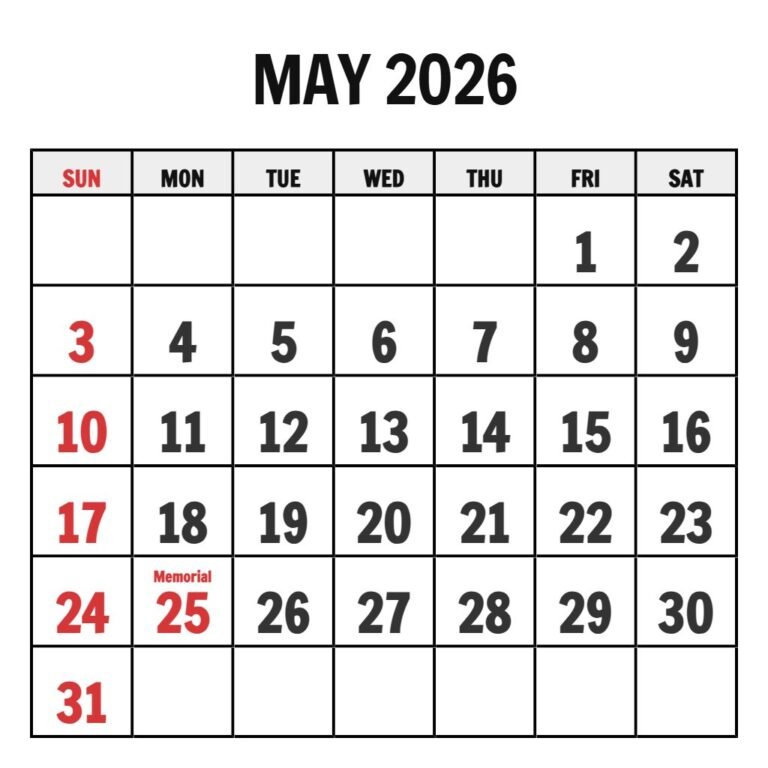 May And June 2026 Calendar Printable PDF Download