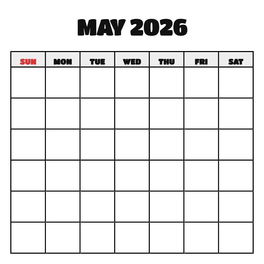 May And June 2026 Calendar Printable Blank PDF Download