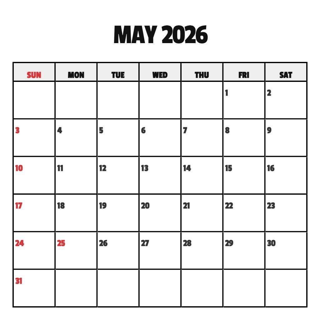 Free May Calendar Free Printable 2026 Notes PDF Download