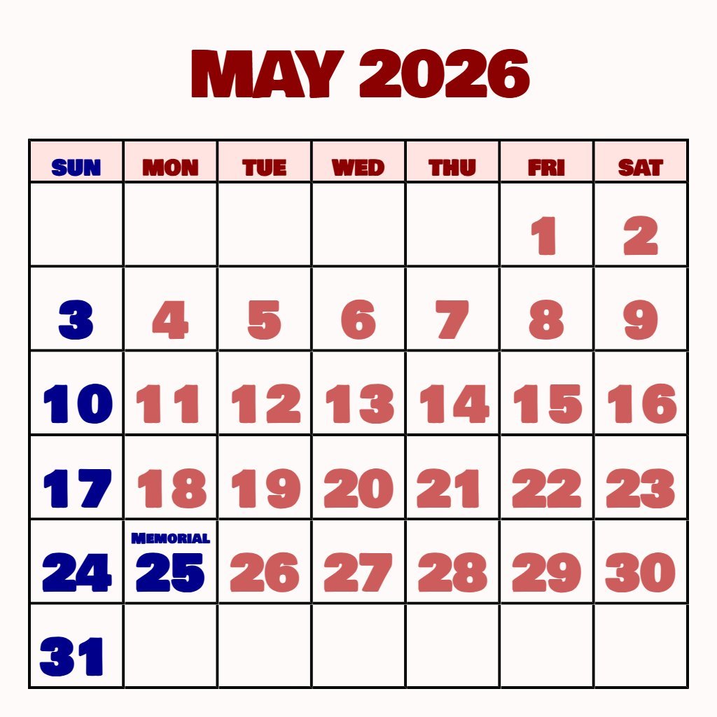 Cute May June 2026 Calendar Printable Planning PDF Download Cute May June 2026 Calendar Printable Planning PDF Download