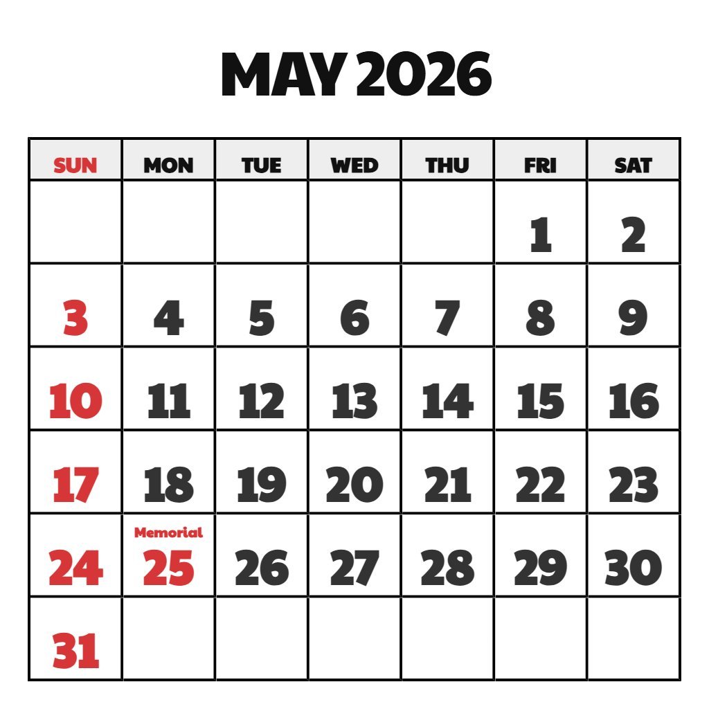 May June 2026 Calendar Printable May June 2026 Calendar Printable PDF Download