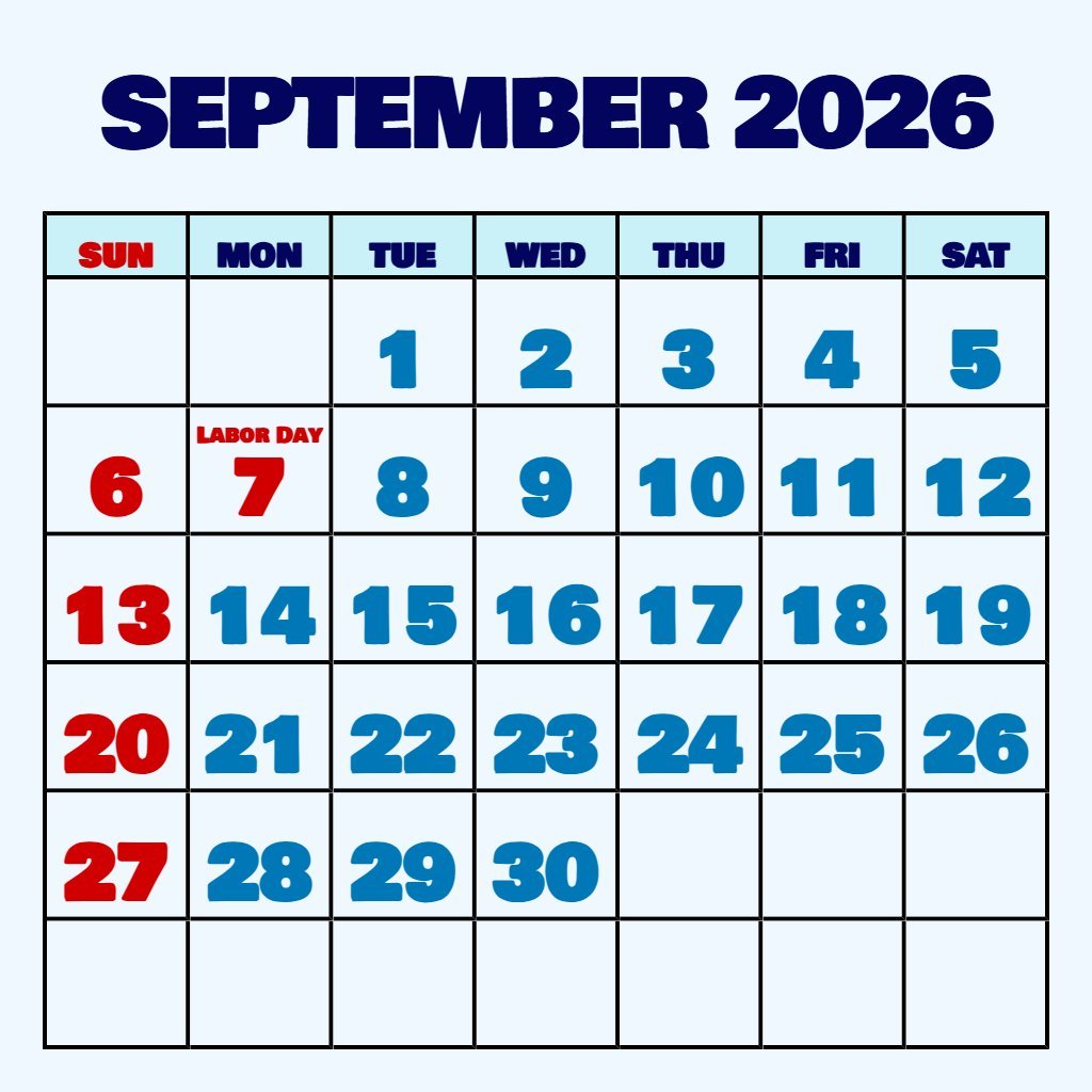 Editable Monthly Calendar Printable September 2026 Planning PDF Download