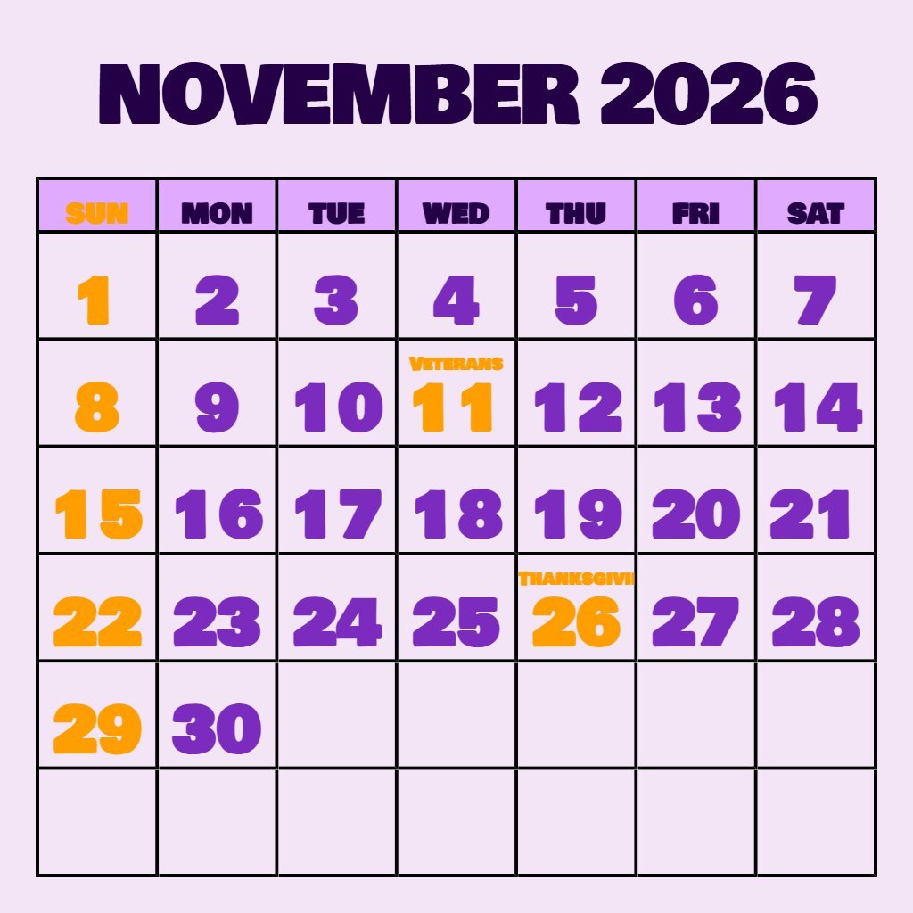 Free November Printable Calendar 2026 Free Planning PDF Download