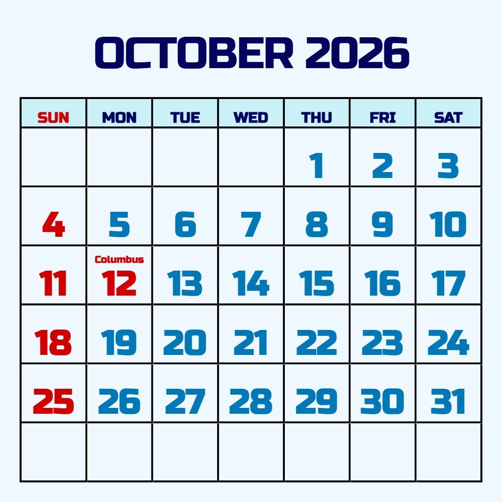 Cute October 2026 Calendar Free Printable Pdf Wallpaper PDF Download