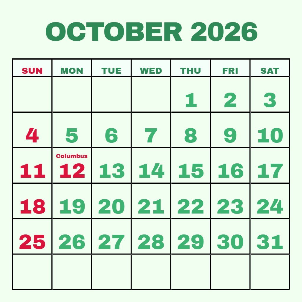 Custom October 2026 Calendar Printable Pdf Free Notes PDF Download