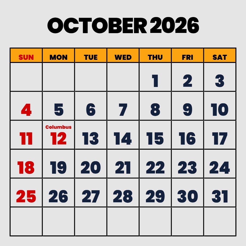 Cute October 2026 Calendar Printable Pdf Free Wallpaper PDF Download