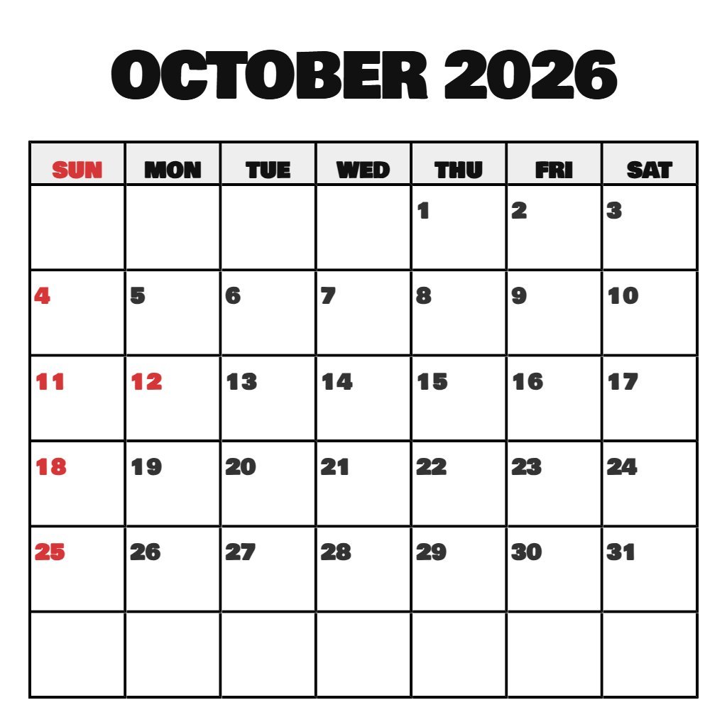 Editable October 2026 Calendar Printable With Lines Wallpaper PDF Download