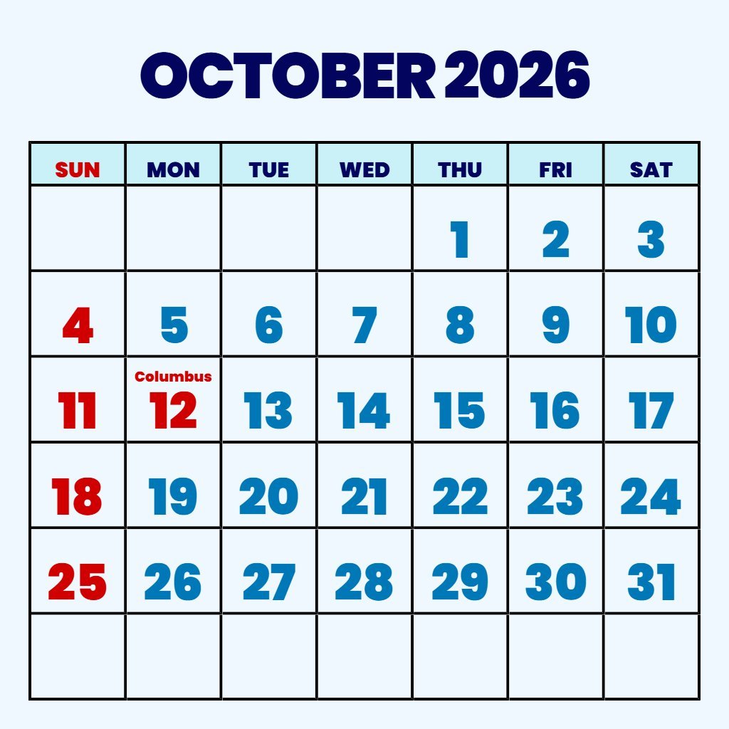 Editable October 2026 Calendar Printable With Lines Schedule PDF Download